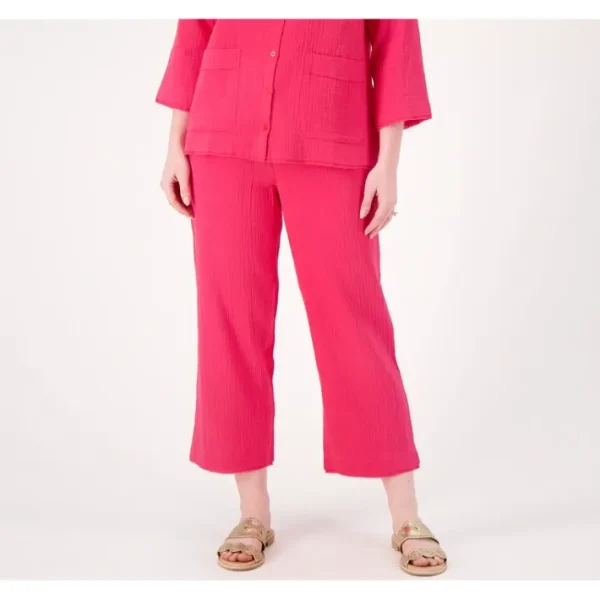 Fashion<LOGO by Lori Goldstein Beach to Street Petite Gauze Cropped Pant - a world of fashionable women's clothing, including a wide selection of dresses and trendy accessories.