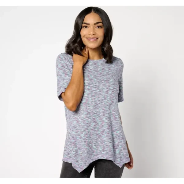 Shop All<LOGO by Lori Goldstein Crewneck Heather Knit Top - a world of fashionable women's clothing, including a wide selection of dresses and trendy accessories.