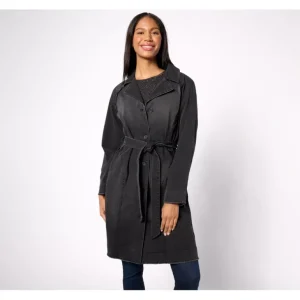 LOGO by Lori Goldstein Denim Belted Trench Coat - a world of fashionable women's clothing, including a wide selection of dresses and trendy accessories.> Coats