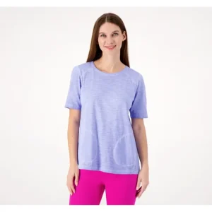 Fashion<LOGO by Lori Goldstein Distressed Cotton Elbow Sleeve Top - a world of fashionable women's clothing, including a wide selection of dresses and trendy accessories.