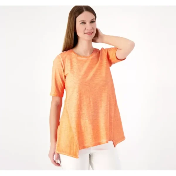 Shop All<LOGO by Lori Goldstein Distressed Cotton Slub Top - a world of fashionable women's clothing, including a wide selection of dresses and trendy accessories.
