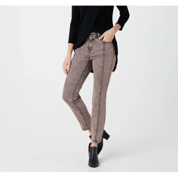 Shop All<LOGO by Lori Goldstein Distressed Skinny Jeans w/ Front Seams - a world of fashionable women's clothing, including a wide selection of dresses and trendy accessories.