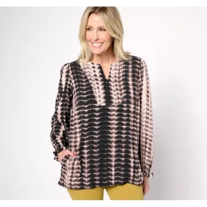 Fashion<LOGO by Lori Goldstein Long Sleeve Tie Dye Pullover Shirt - a world of fashionable women's clothing, including a wide selection of dresses and trendy accessories.
