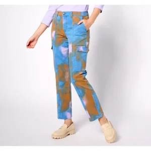 Fashion<LOGO by Lori Goldstein Petite Printed Straight Leg Cargo Jeans - a world of fashionable women's clothing, including a wide selection of dresses and trendy accessories.
