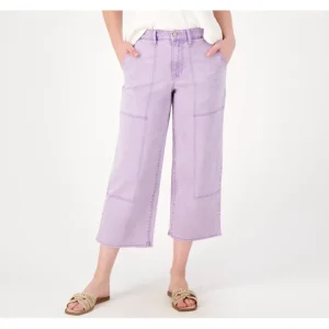 Fashion<LOGO by Lori Goldstein Petite Sunfaded Wide Leg Crop Jeans - a world of fashionable women's clothing, including a wide selection of dresses and trendy accessories.