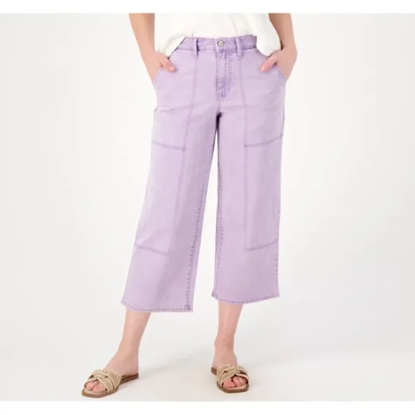 Fashion<LOGO by Lori Goldstein Petite Sunfaded Wide Leg Crop Jeans - a world of fashionable women's clothing, including a wide selection of dresses and trendy accessories.