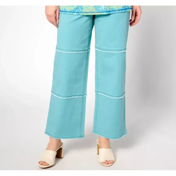Fashion<LOGO by Lori Goldstein Petite Wide Leg Jean with Fray Edges - a world of fashionable women's clothing, including a wide selection of dresses and trendy accessories.