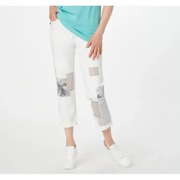 Shop All<LOGO by Lori Goldstein Reg. Alabaster Slim-Leg Boyfriend Jeans - a world of fashionable women's clothing, including a wide selection of dresses and trendy accessories.