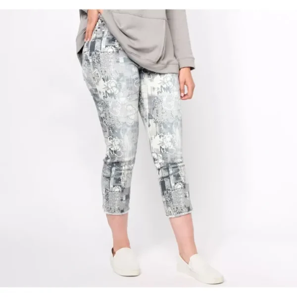 Fashion<LOGO by Lori Goldstein Regular Printed Cropped Jeans - a world of fashionable women's clothing, including a wide selection of dresses and trendy accessories.
