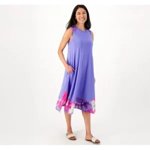 Dresses<LOGO by Lori Goldstein Regular Rayon 230 Dress with Tie-Dye Hem - a world of fashionable women's clothing, including a wide selection of dresses and trendy accessories.