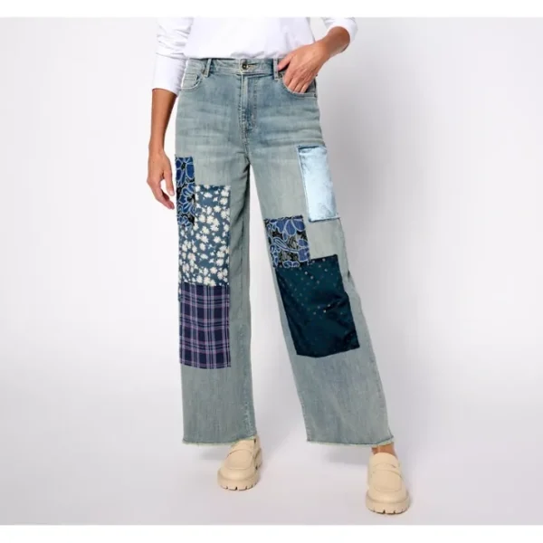 Fashion<LOGO by Lori Goldstein Special Edition Regular Patchwork Jeans - a world of fashionable women's clothing, including a wide selection of dresses and trendy accessories.