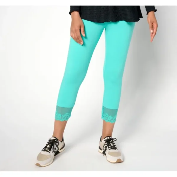 Shop All<LOGO Layers by Lori Goldstein Pet Cropped Legging with Lace Trim - a world of fashionable women's clothing, including a wide selection of dresses and trendy accessories.
