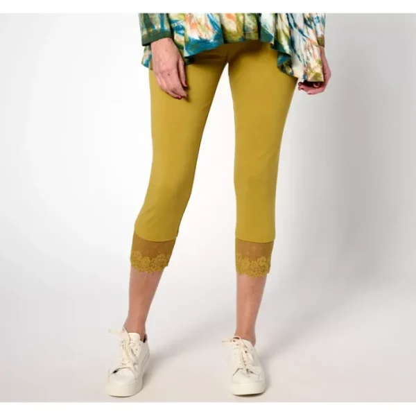Shop All<LOGO Layers by Lori Goldstein Reg Cropped Legging w/ Lace Trim - a world of fashionable women's clothing, including a wide selection of dresses and trendy accessories.