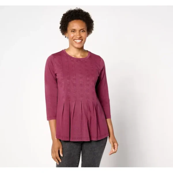 Shop All<LOGO Life by Lori Goldstein Elbow-Sleeve Crewneck Top - a world of fashionable women's clothing, including a wide selection of dresses and trendy accessories.