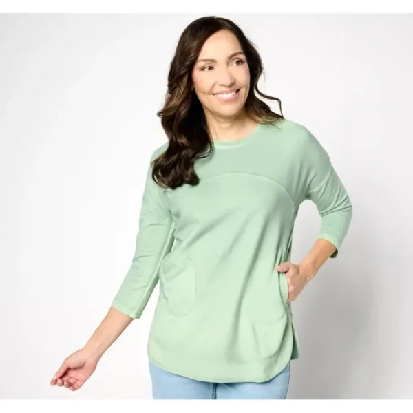 Shop All<LOGO Life by Lori Goldstein French Terry Hand Dyed Top - a world of fashionable women's clothing, including a wide selection of dresses and trendy accessories.