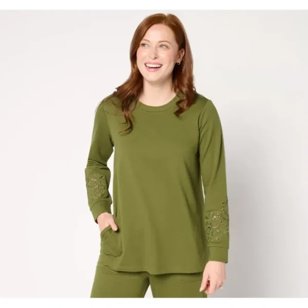 Shop All<LOGO Life by Lori Goldstein French Terry Pullover - a world of fashionable women's clothing, including a wide selection of dresses and trendy accessories.