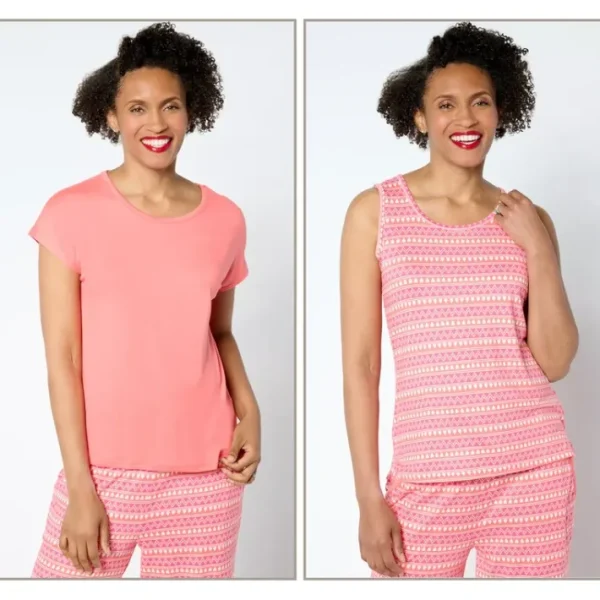 Shop All<MUK LUKS Cloud Knit Tee and Tank 2-Pack - a world of fashionable women's clothing, including a wide selection of dresses and trendy accessories.