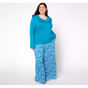Fashion<MUK LUKS Lovely Lace V-Neck Wide Leg Pajama Set - a world of fashionable women's clothing, including a wide selection of dresses and trendy accessories.
