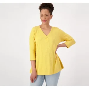 Fashion<Naturals Crossover V-Neck 3/4 Sleeve Top - a world of fashionable women's clothing, including a wide selection of dresses and trendy accessories.