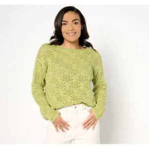 Fashion<Naturals Linen Blend Open Work Sweater - a world of fashionable women's clothing, including a wide selection of dresses and trendy accessories.