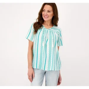 Fashion<Naturals Linen Blend Short Sleeve Boho Top - a world of fashionable women's clothing, including a wide selection of dresses and trendy accessories.