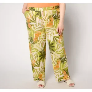 Fashion<Naturals Petite Printed Linen Blend Wide Leg Pant - a world of fashionable women's clothing, including a wide selection of dresses and trendy accessories.