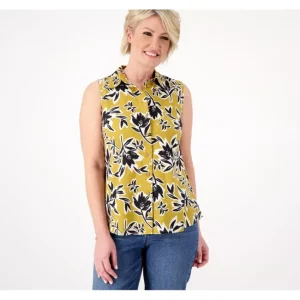 Fashion<Naturals Printed Sleeveless Shirt - a world of fashionable women's clothing, including a wide selection of dresses and trendy accessories.