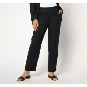 Fashion<Naturals Regular Linen Blend Straight Leg Pant - a world of fashionable women's clothing, including a wide selection of dresses and trendy accessories.