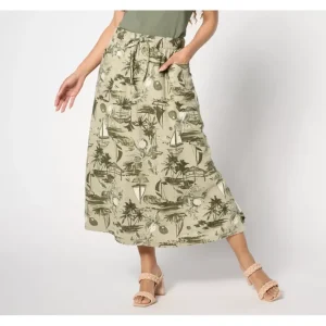 Fashion<Naturals Regular Printed Linen Blend Midi Skirt - a world of fashionable women's clothing, including a wide selection of dresses and trendy accessories.