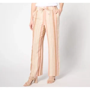 Fashion<Naturals Regular Striped Linen Blend Wide Leg Pant - a world of fashionable women's clothing, including a wide selection of dresses and trendy accessories.