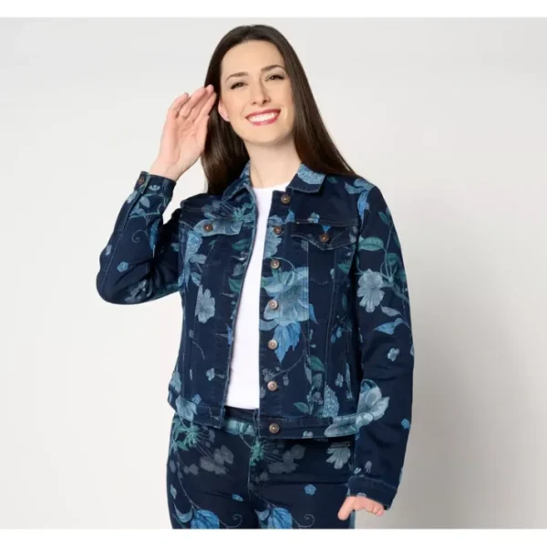 Shop All<nicole by Nicole Miller Dream Denim Jacket- Floral - a world of fashionable women's clothing, including a wide selection of dresses and trendy accessories.