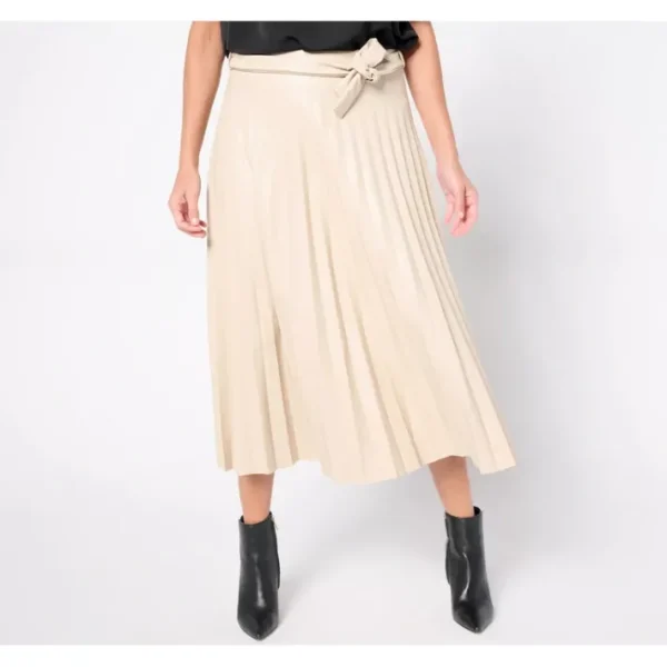 Shop All<nicole by Nicole Miller Faux Leather Self Belted Skirt - a world of fashionable women's clothing, including a wide selection of dresses and trendy accessories.