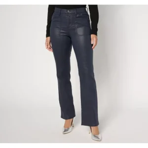 nicole by Nicole Miller Regular Coated Soho Boot-Cut Jeans - Navy - a world of fashionable women's clothing, including a wide selection of dresses and trendy accessories.> Coats