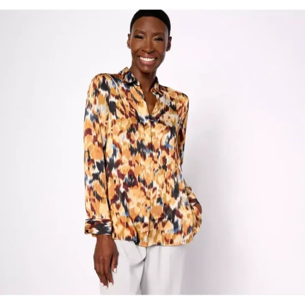 Shop All<NIC+ZOE Woven Ikat Button Front Blouse - a world of fashionable women's clothing, including a wide selection of dresses and trendy accessories.
