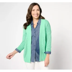 Fashion<Novelty Stitch Open Front Long Sleeve Cardigan - a world of fashionable women's clothing, including a wide selection of dresses and trendy accessories.