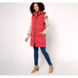 Nuage Regular Chevron Quilted Puffer Vest w/ Removable Hood - a world of fashionable women's clothing, including a wide selection of dresses and trendy accessories.> Coats