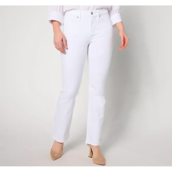 Shop All<NYDJ Barbara Root Jean with Side Slits - Optic White - a world of fashionable women's clothing, including a wide selection of dresses and trendy accessories.