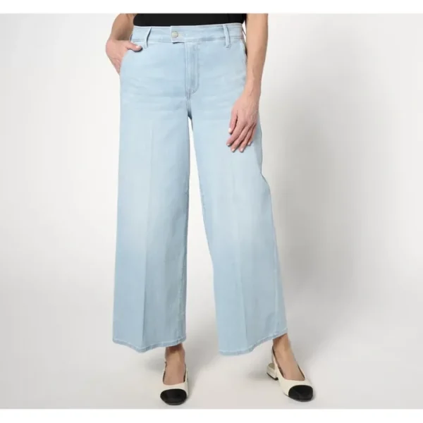 Fashion<NYDJ High Rise Mona Wide Leg Trouser w/ Tab - Oceanfront - a world of fashionable women's clothing, including a wide selection of dresses and trendy accessories.