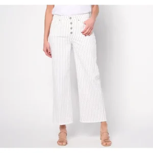 Fashion<NYDJ High Rise Teresa Wide Leg w/ Button Fly - Beach Stripe - a world of fashionable women's clothing, including a wide selection of dresses and trendy accessories.