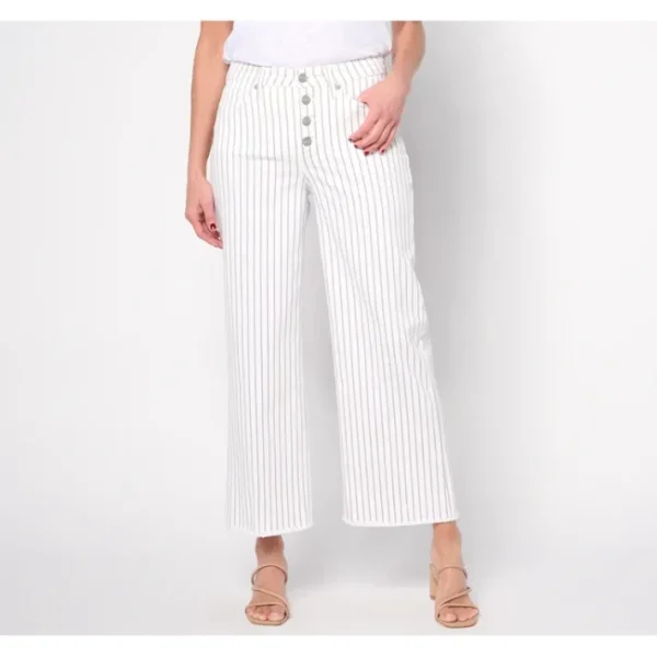 Fashion<NYDJ High Rise Teresa Wide Leg w/ Button Fly - Beach Stripe - a world of fashionable women's clothing, including a wide selection of dresses and trendy accessories.