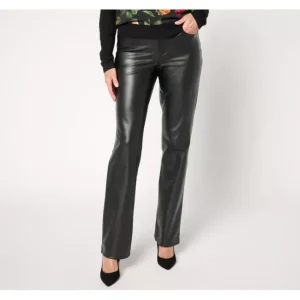 Fashion<NYDJ Marilyn Straight Faux Leather Pant - Black - a world of fashionable women's clothing, including a wide selection of dresses and trendy accessories.
