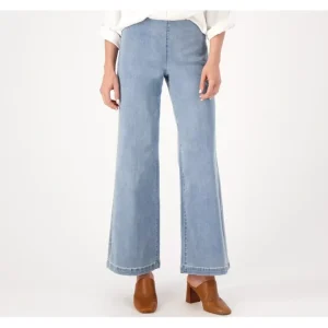 Fashion<NYDJ Sculpt Her Denim Pull-On Teresa Wide-Leg Jeans- Crystalline - a world of fashionable women's clothing, including a wide selection of dresses and trendy accessories.
