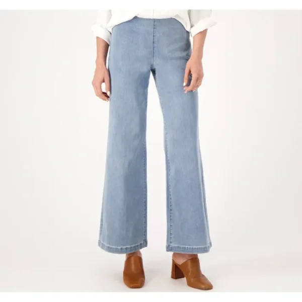 Fashion<NYDJ Sculpt Her Denim Pull-On Teresa Wide-Leg Jeans- Crystalline - a world of fashionable women's clothing, including a wide selection of dresses and trendy accessories.