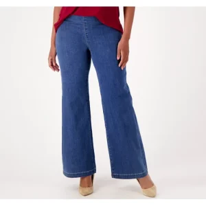 Fashion<NYDJ Sculpt Her Denim Pull-On Teresa Wide-Leg Jeans- Waterfall - a world of fashionable women's clothing, including a wide selection of dresses and trendy accessories.