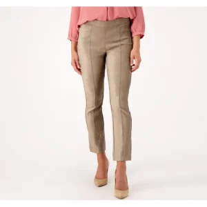 Fashion<NYDJ Suede Pull-On Slim Bootcut Pants- Saddle Wood - a world of fashionable women's clothing, including a wide selection of dresses and trendy accessories.