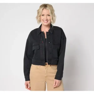 Peace Love World Authentic Denim Cropped Jacket - Black - a world of fashionable women's clothing, including a wide selection of dresses and trendy accessories.> Dresses