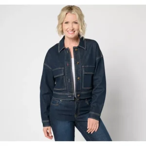 Peace Love World Authentic Denim Cropped Jacket - Indigo - a world of fashionable women's clothing, including a wide selection of dresses and trendy accessories.> Dresses
