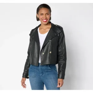 Peace Love World Black Label Coated Denim Jacket - a world of fashionable women's clothing, including a wide selection of dresses and trendy accessories.> Coats