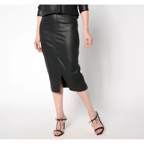 Peace Love World Black Label Regular Coated Denim Skirt - a world of fashionable women's clothing, including a wide selection of dresses and trendy accessories.> Coats