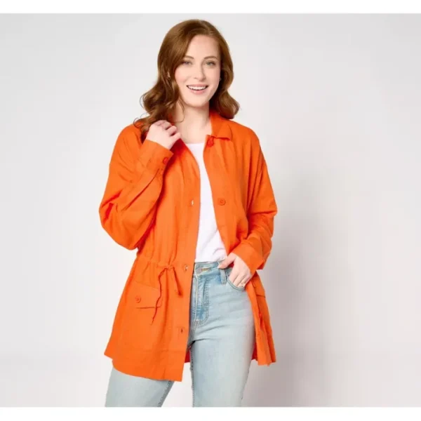 Shop All<Peace Love World Boheme Long-Sleeve Linen Jacket - a world of fashionable women's clothing, including a wide selection of dresses and trendy accessories.